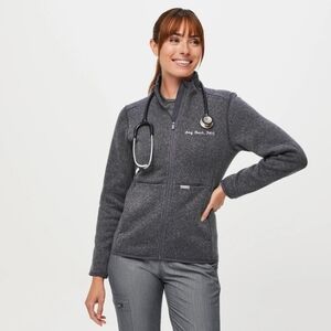 Figs Heather Dark Charcoal On-Shift Sweater Knit Jacket